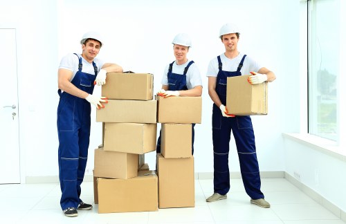 Organized Storage Space with Packed Boxes