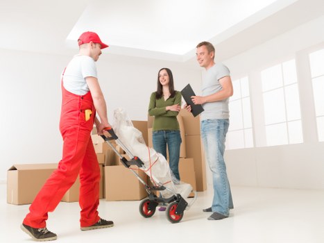 Professional removal team handling items